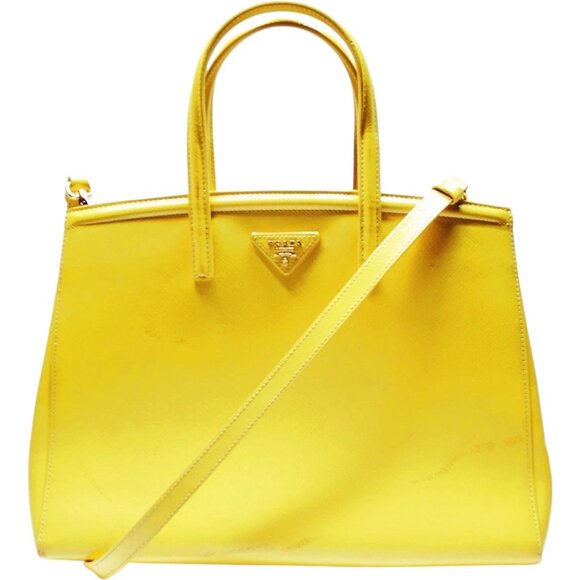 (L5) Prada Crossbody Bag Yellow Leather - Picture 1 of 9